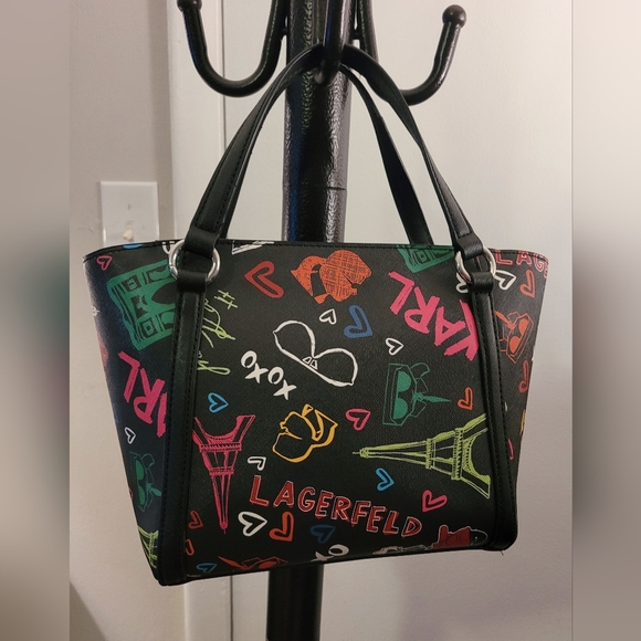 Karl Lagerfeld Adele Paris graffiti satchel - Picture 6 of 10